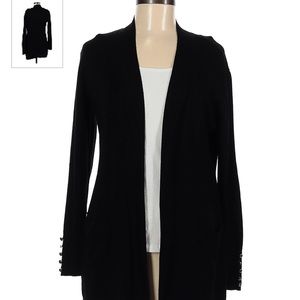 Black long sleeve cardigan with sleeve embellishments